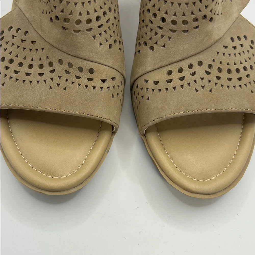 Van Eli Tan Perforated Wedge Sandals